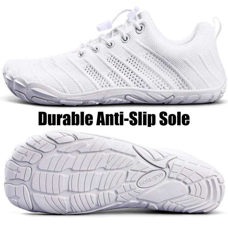 WateLves Water Shoes Women Men Anti Slip Barefoot Wide Toe Beach Breathable Walking Shoes Minimalist Zero Drop Sneakers for Beach Travel Hiking(B-White,42)