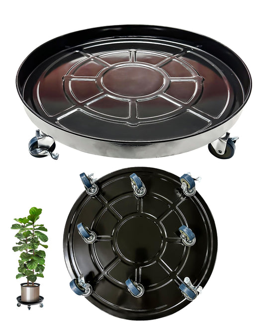 Tadpolebaby Heavy-Duty Plant Caddy with Wheels 20 Inch, 360° Lockable Caster,Outdoor Rolling Plant Dolly That is Not Easily Rusted, Indoor Metal Plant Cart with Rollers, Plant Pot Trolley, Black 3Pack