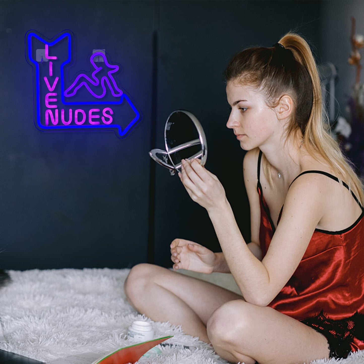 Looklight Lady Neon Sign,Neon Sign for Wall Decor,Lady Back Neon Light Up Sign,LED Sign Blue Neon Sign for Bedroom Man Cave Game Room Home Party Art Decor,Bar,Club