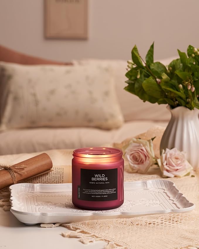M&SENSE Wild Berries Large Soy Candles for Home Scented Organic Natural Soy Wax Candle 11.6oz 70 Hour Long Lasting, Christmas Holiday Scented Winter Gift for Bedroom Bathroom Home Decor