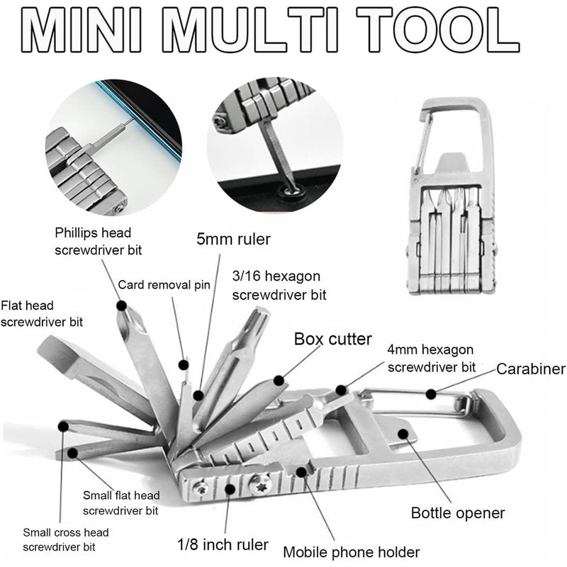 12 in 1 Mini Multi Tool, Portable Keychain Multitool, Needle Nose Pliers, Bottle Opener, Keychain Multitool Tool Compact Pocket Size for Outdoors Camping