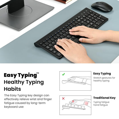 Wireless Keyboard Mouse Combo, cimetech 2.4G Ultra-Thin Keyboard and Mouse Set with Sleek Ergonomic Silent Design & Stable Connection for Windows PC Laptop Computer (QWERTY UK Layout, Black)