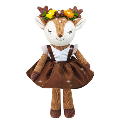 JUSTQUNSEEN Deer Stuffed Animal, 17" Reindeer Plush Toys, Cute Stuffed Animals Deer Ballerina Doll, Stuffed Animals for Girls, Soft Plush Doll Animal Toy, Christmas Birthday Gifts for Baby Kids Girls