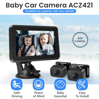 Itomoro Baby Car Mirror, HD Dual Channel with 2 IR Night Vision Camera, Easy 5 Min Installation for Rear Facing Seat