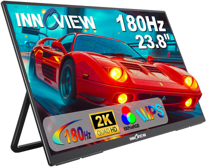 InnoView 23.8" Large Portable Monitor, FHD 144HZ 100% SRGB IPS USB-C HDMI Work Home Gaming Second Monitor 1080P W/180°Adjustable Stand for Laptop, MacBook, Phones