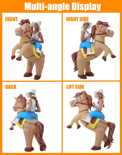 JOYBRO Inflatable Costume Adult, Horse Costume, Funny Cowboy Ride on Horse Suit, Blow up Costumes for Halloween, Masquerade, Carnival, Fasching, Theme Parties, Cosplay, One Size 150–190cm