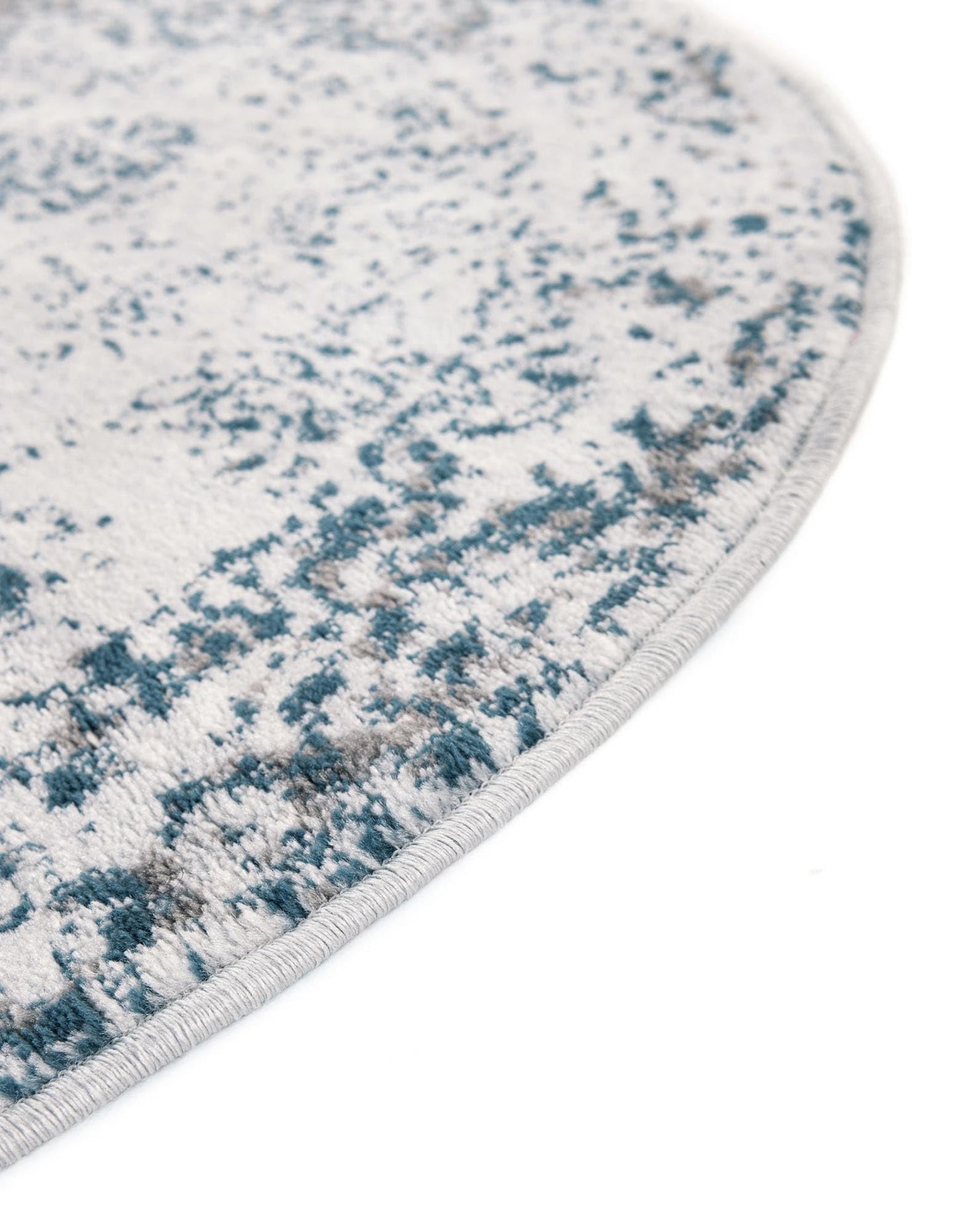 Rugs.com - Monte Carlo Rug – 3 Ft Round Light Blue Stain-Resistant Area Rug – Vintage Medallion Design for Entryways, Bedrooms, and Home Offices