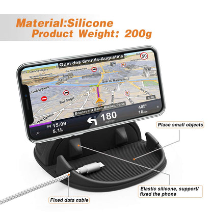 Cinati Car Phone Holder, Car Phone Mount Silicone Vehicle Pad Mat for Various Dashboards, Slip Free Desk Phone Stand Compatible with iPhone, Samsung, Android Smartphones, GPS Devices and More, Black