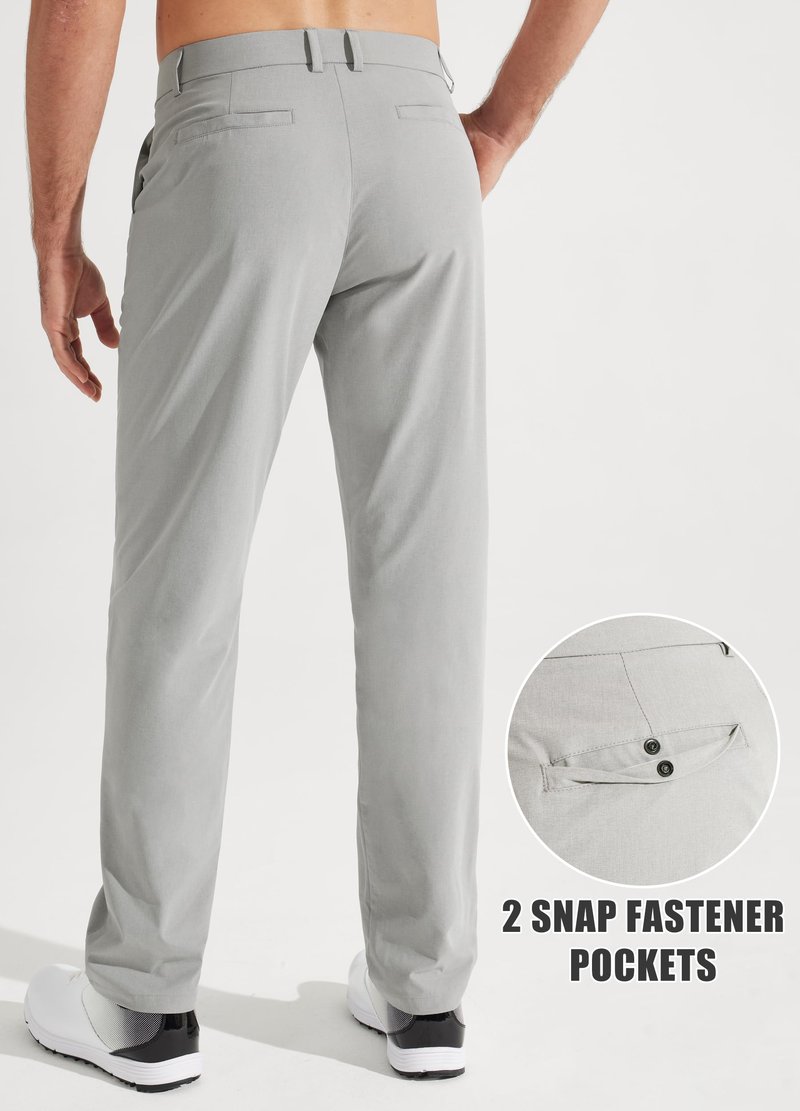 Libin Mens Golf Pants Stretch Work Dress Pants 32" Quick Dry Lightweight Business Casual Slacks for Men Travel Vocation Water Resistant, Neutral Grey, 34W x 32L