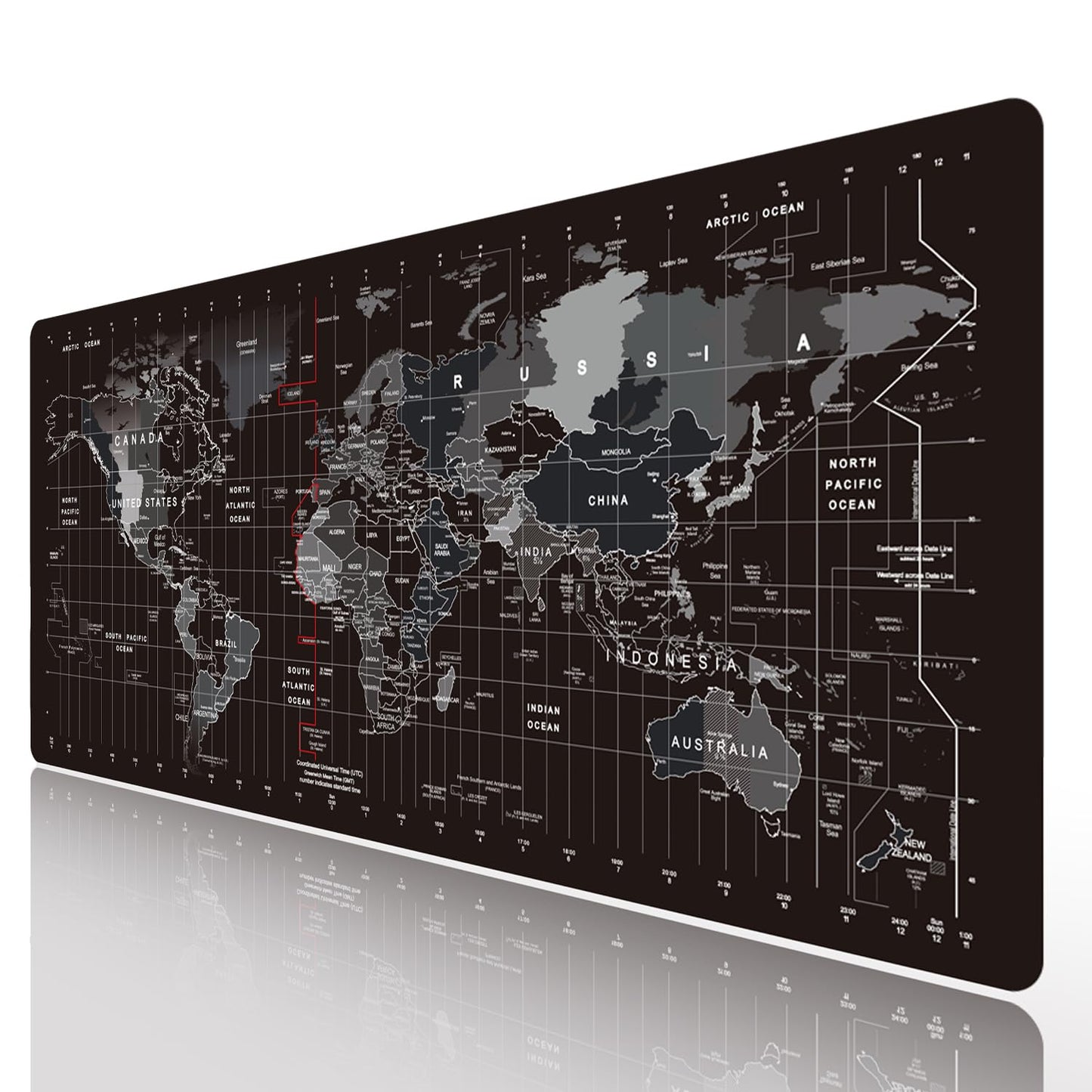 HGWALP Large Gaming Mouse Pad Black World Map Mouse Pad with Anti-Slip Rubber Base, Extended XXL Long Keyboard Pad Big Mouse Pads for Desk,31.5 X 11.8 Inch