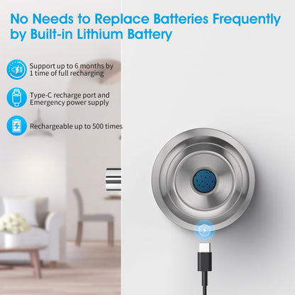 AST Fingerprint Door Knob with Autolock, Passage and Privacy Functions, Rechargeable Keyless Smart Door Knob Lock, Digital Biometric Door Knob with APP (Brushed Stainless Steel)