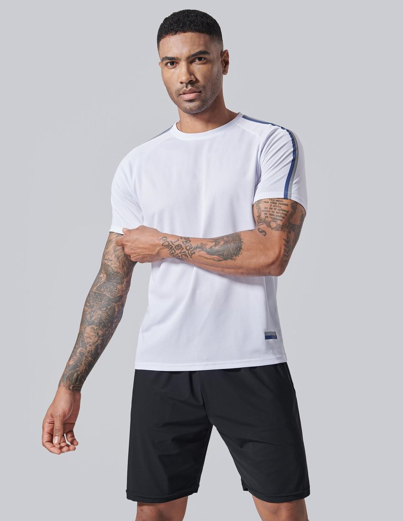 5 Pack Men’s Active Quick Dry Crew Neck T Shirts | Athletic Running Gym Workout Short Sleeve Tee Tops Bulk (Set 14, Medium) White