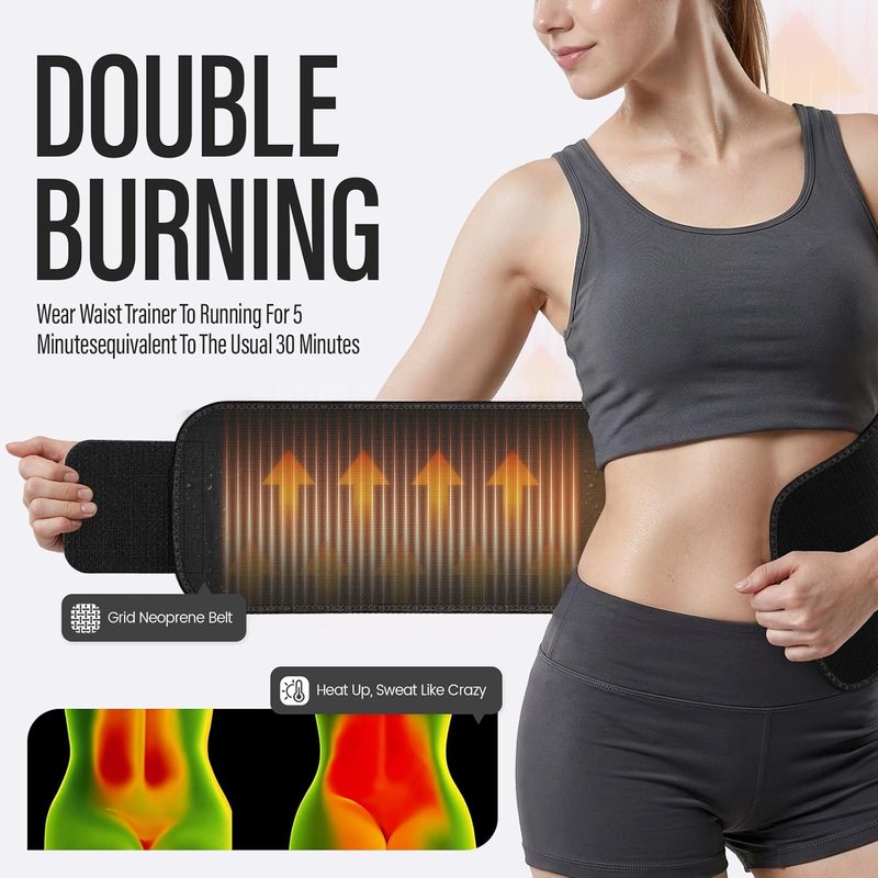 Waist Trainer for Women & Men | Sweat Band for Effective Stomach Weight Loss - Adjustable Trimmer Belt