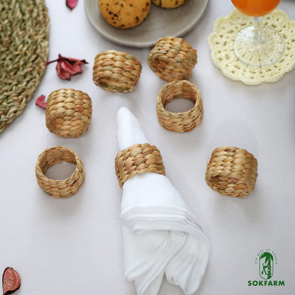 12 Pcs Round Woven Napkin Rings, Water Hyacinth Easter Napkin Rings Set of 12, Anillos para Servilletas De Tela, Boho Napkins Holder for Elegant Table Decoration, Christmas Table Decor, Wedding Decor