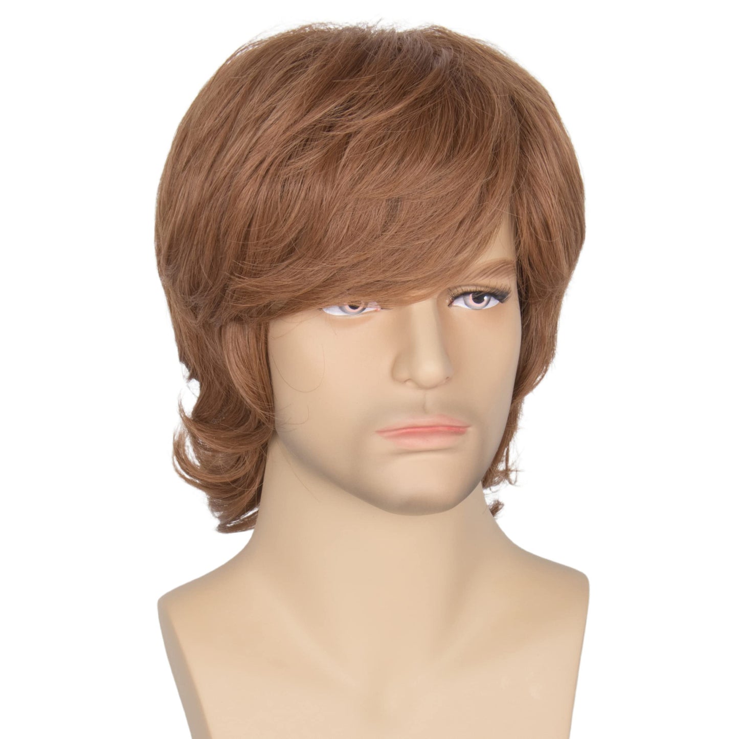 Miss U Hair Shaggy Wig Men Short Wavy Brown Wig Halloween Cosplay 60s 70s Male Rocker Costume Hair
