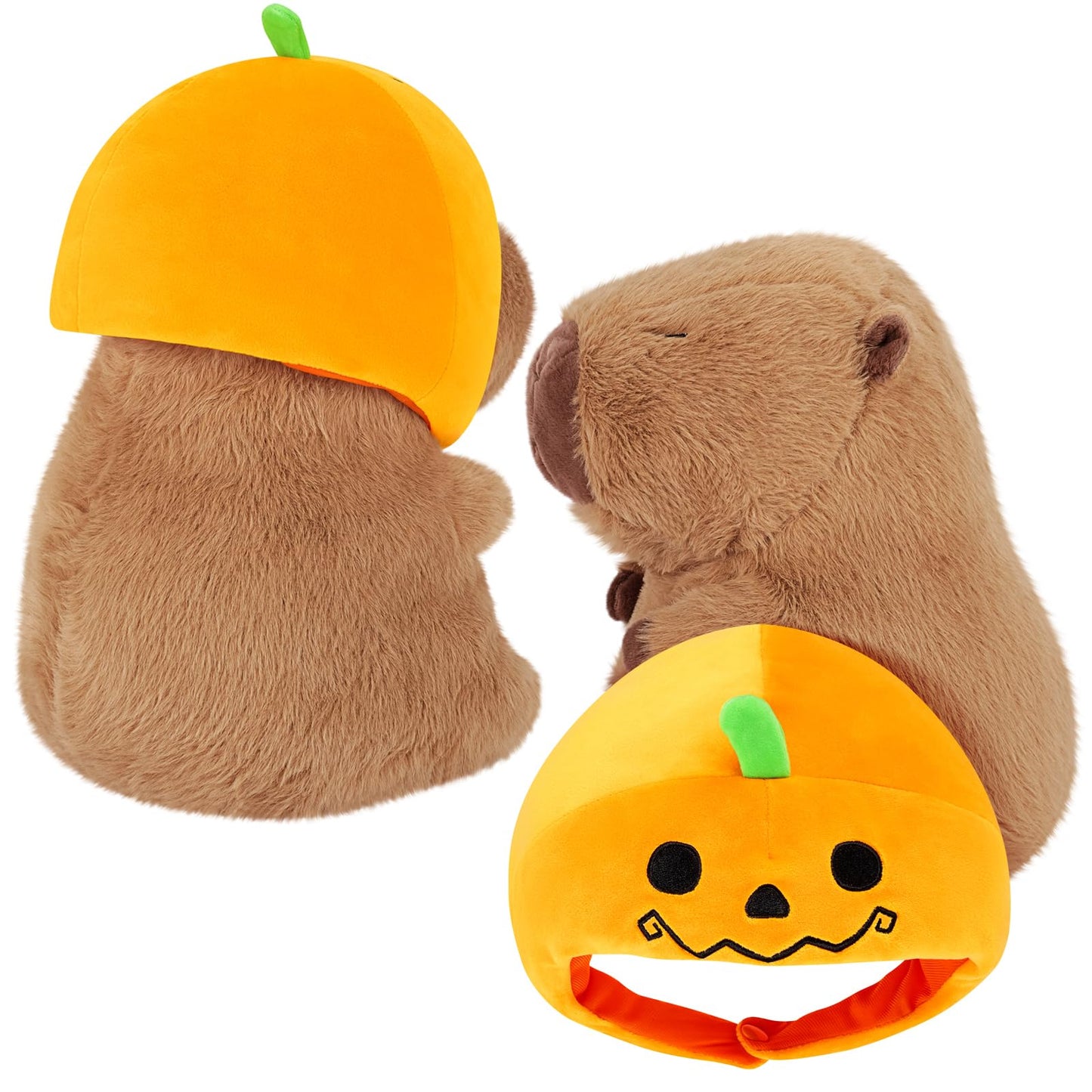 Achwishap Capybara Plush,Cute Plushies Halloween Capybara Stuffed Animal,Capybara Plush Toys,Kawaii Plush Stuffed Toy Plushie Gift for Kids Adults Thanksgiving(Capybara with Pumpkin Hat,12”)