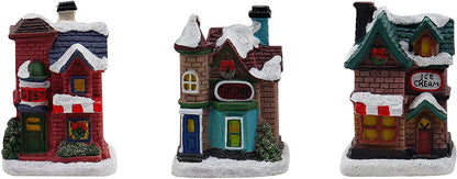 Resin Christmas Village Set with Figurines, Houses, and Accessories – Perfect for Indoor Holiday Decor and Snow Village Displays