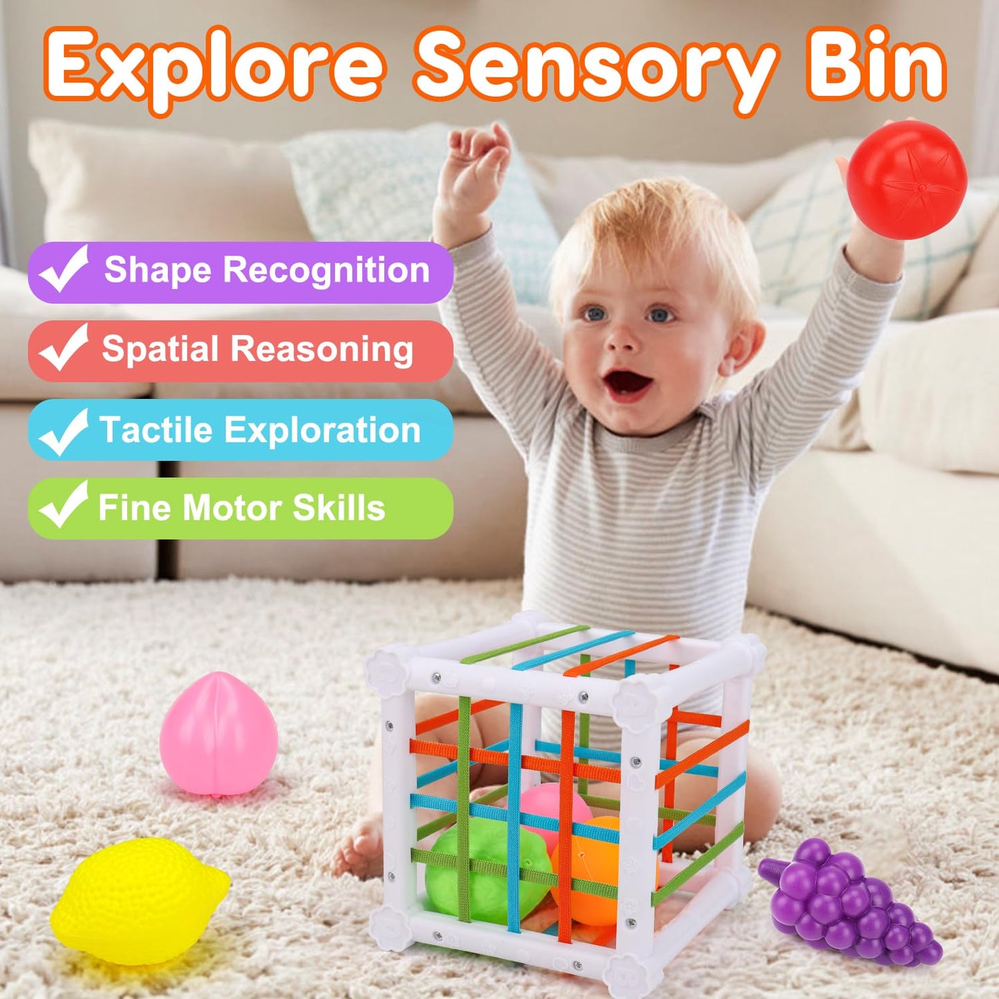 Montessori Baby Toys 6-12-18 Months, Infant Pull String Stacking Cups Shape Sorter Blocks Toy 6 7 8 9 10 11 12 M+ Sensory Development Learning Toy 6-9 9-12 Months Birthday Gift for 1 Year Old Boy Girl