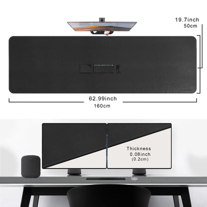 CENNBIE Leather Desk Mat Large, 160 x 50cm Desk Pad Blotter Protector, Extended Non-Slip Mouse Pad, Waterproof PU Leather Large Mouse pad for Desk Office and Home (Black)