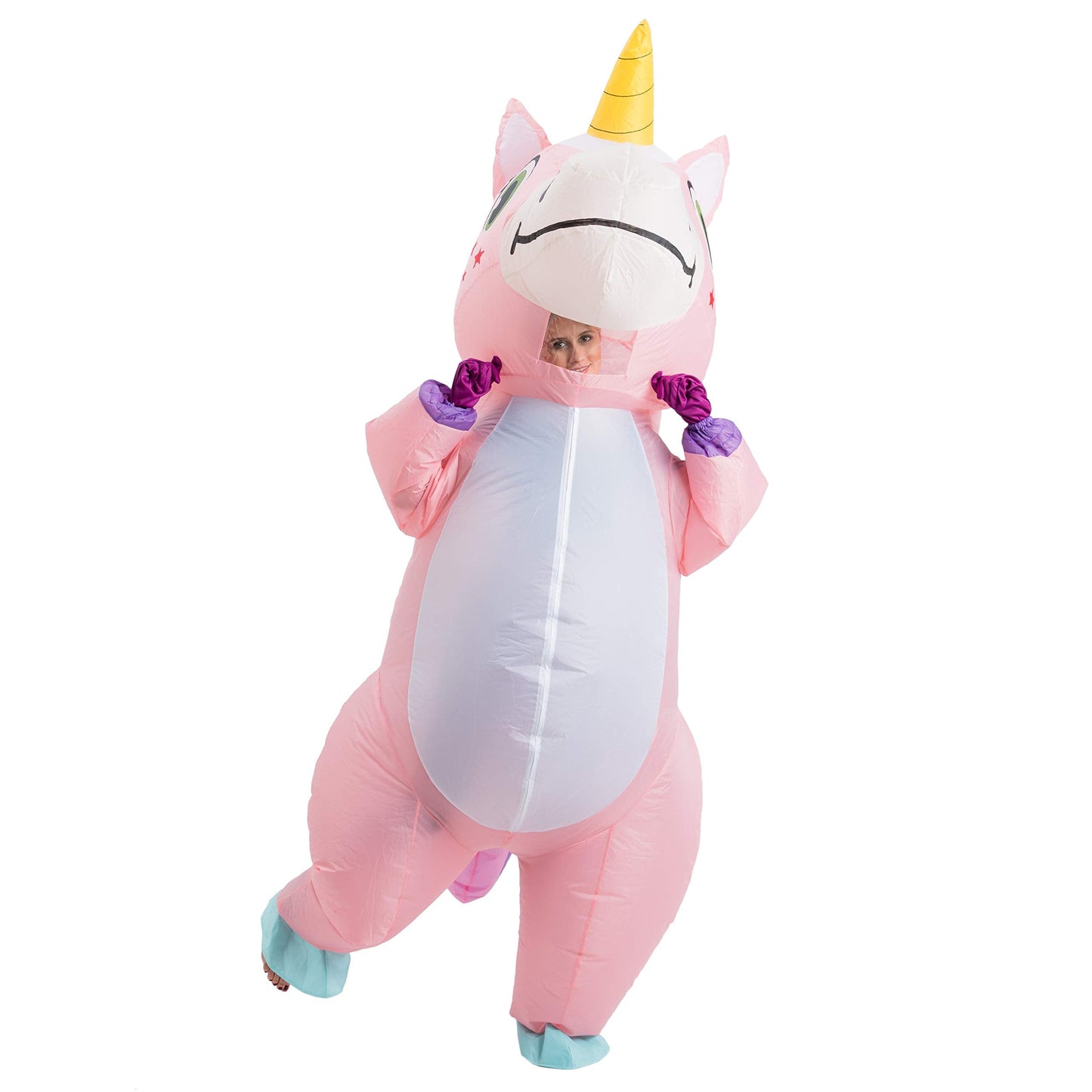 Spooktacular Creations Halloween Inflatable Costume, Full Body Unicorn Blow Up Costume for Adults Dress Up Holiday Themed Cosplay Parties(Pink)