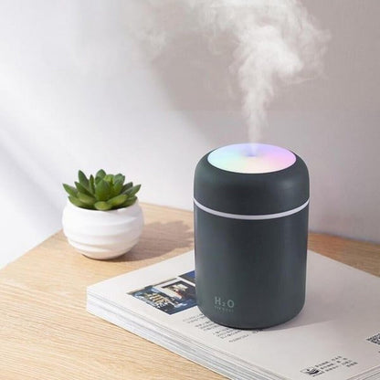 Portable Mini Humidifier, Colorful, Cool Mist, USB Powered. Perfect for Bedroom, Office & Car (300ml, White)