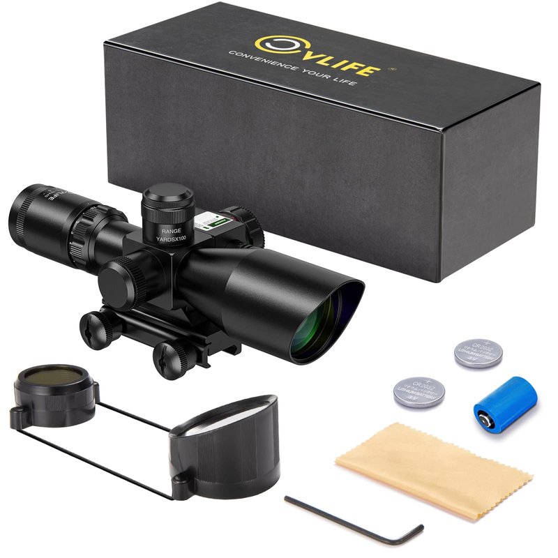 CVLIFE 2.5-10x40 Dual Illuminated Mil-dot Scope with Green Laser, Free 20mm Mount