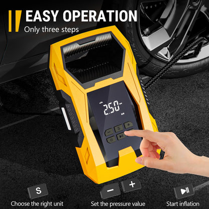 CARSUN AC/DC Tire Inflator Portable Air Compressor, Dual Power for Home 110V AC and Car 12V DC Air Pump with Pressure Gauge, Auto Shutoff, Tire Pump for Car Motorcycle Bicycle and Other Inflatables