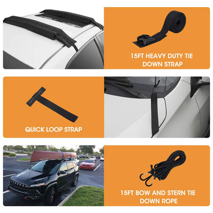 HEYTRIP Universal Soft Roof Rack Pads for Kayak/Surfboard/SUP/Canoe with 15FT Tie-Down Straps and Storage Bag
