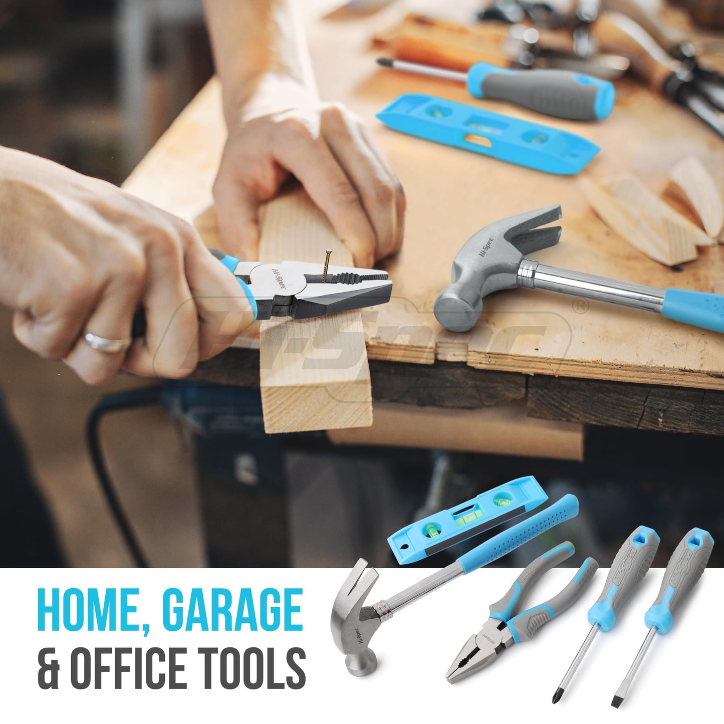 Hi-Spec 42pc Household DIY Tool Kit, Blue Handy Set with Essential Hand Tools for Home, Office & College Dorm – Starter Basic Toolbox for Repair & Maintenance with Storage