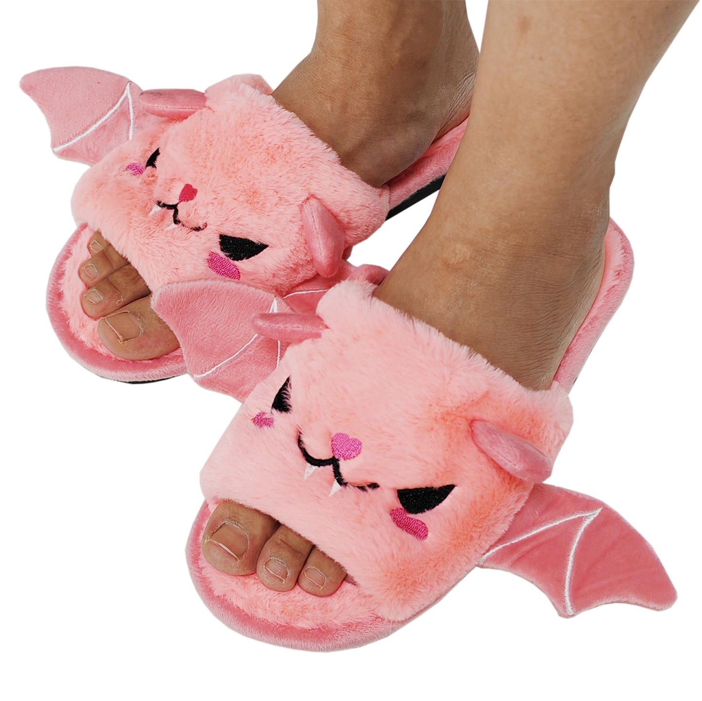 Halloween Bat Animal Slippers Soft Plush Cozy Open Toe Women Indoor or Outdoor Fuzzy Slippers Halloween Gifts For Girls Women Girlfriend