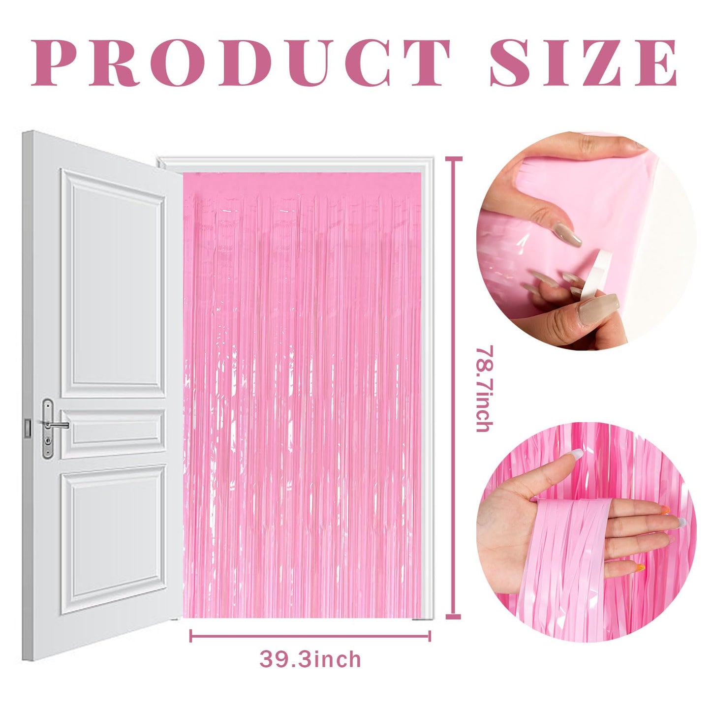 2 Pack Pink Backdrop Party Decorations Tinsel Curtain Party Backdrop Foil Fringe Birthday Decorations Photo Booth Streamer Backdrop Pink Theme Bachelorette Graduation Decor