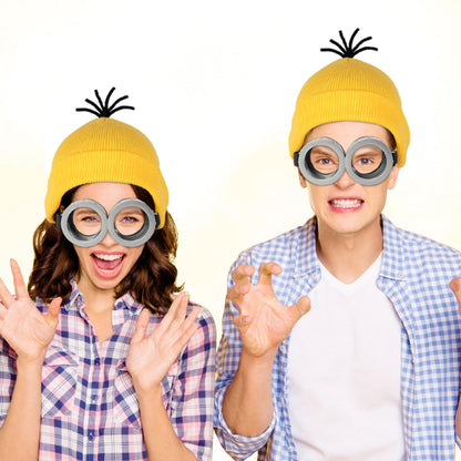 HEYFIZZ 2 Pack Halloween Goggles for Adult Kids, Goggles Glasses Costume Accessories for Men Women Cosplay Party Set Silver