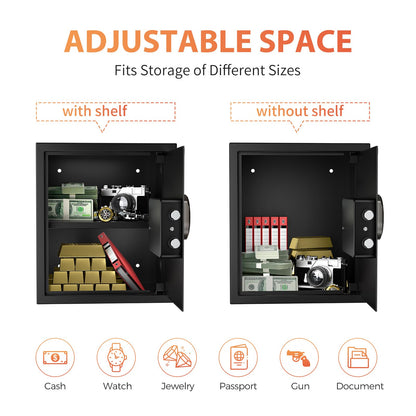 KABISAFE Safe Box, 2.0 Cubic Ft Safe Anti-Theft with Digital Keypad Security Key Lock Sensor Light for Home Hotel Office Document Jewelry Money Storage Safety Box