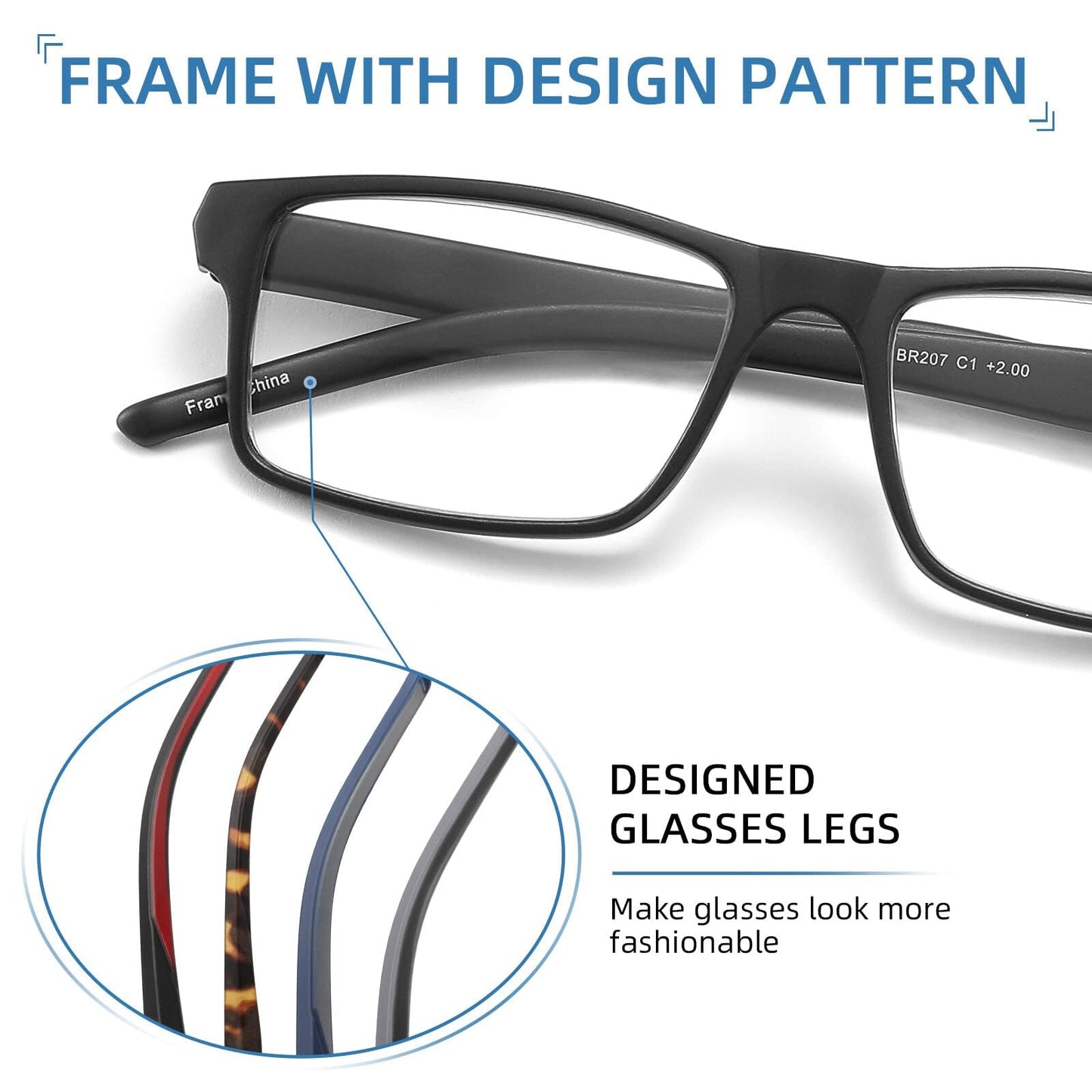 JAWSOCK 4 Pack Reading Glasses Blue Light Blocking for Men Women,Rectangular Frame Computer Readers with Spring Hinge,Reading Glasses for Men Women，Anti Eyestrain/UV Ray Eyeglasses (2.5x)