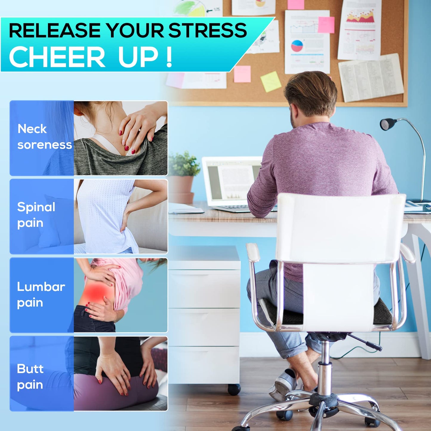 Gel Seat Cushion for Long Sitting, Gel Cushion for Wheelchair Soft, Cooling Gel Chair Cushion More Comfortable, Gel Car Seat Cushion Breathable, Gel Seat Cushion for Office Chair for Hip Pain