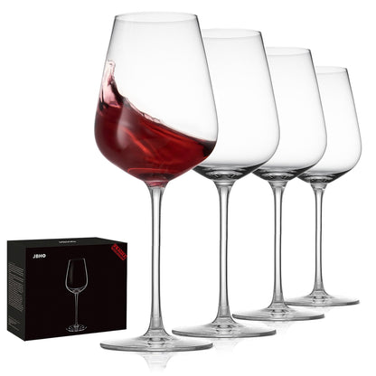 JBHO Hand Blown Italian Style Crystal Bordeaux Wine Glasses - Great Gift Packaging - Red Wine Glasses Lead-Free Premium Crystal Clear Glass - Set of 4-18 Ounce