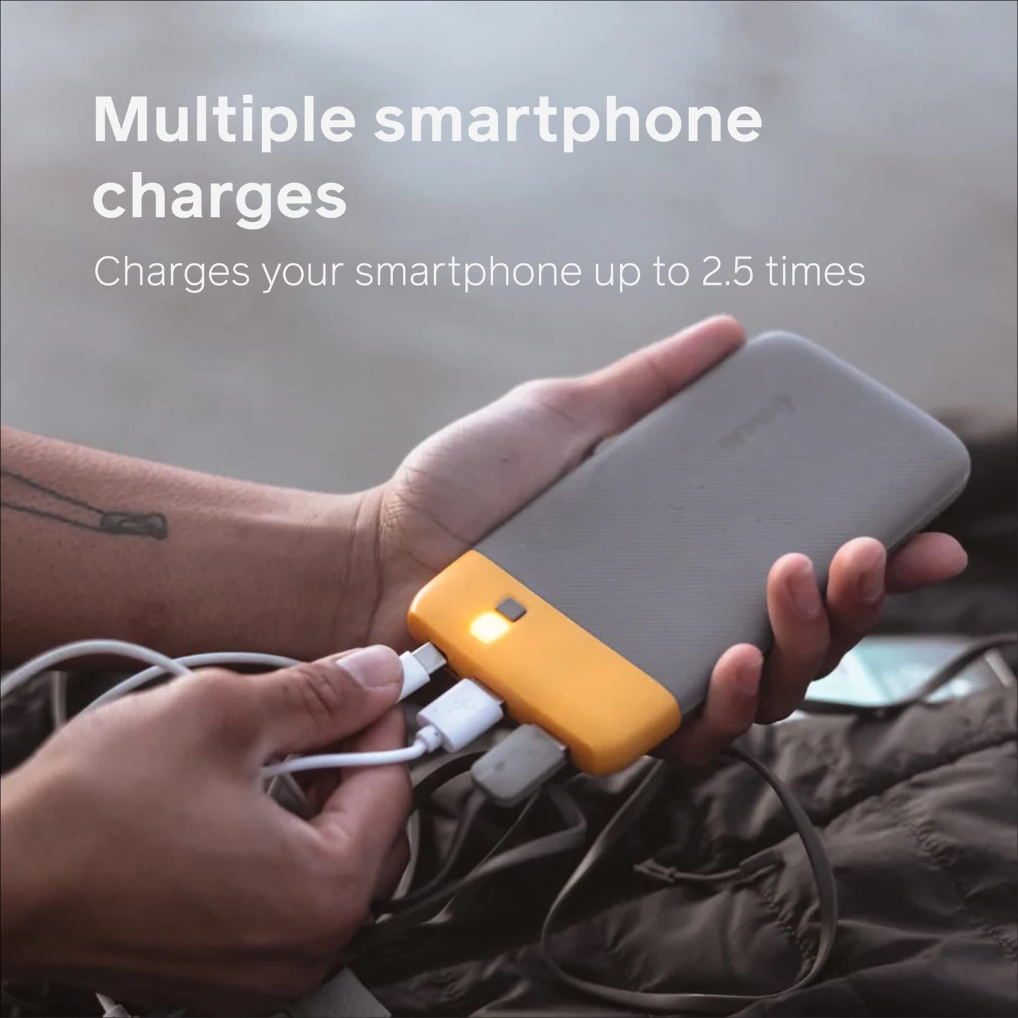 BioLite, Charge 20 PD, 6,000 mAh Multiple Device Portable Power Bank, 18 W USB-C in/Out and USB-A Out