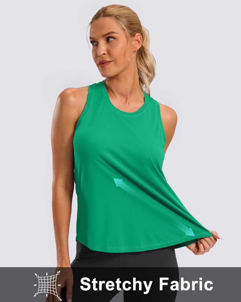 G Gradual Women's Workout Tank Tops Racerback Athletic Yoga Tops Loose Fit Sleeveless Running Gym Sports Shirts for Women(Green New,L)