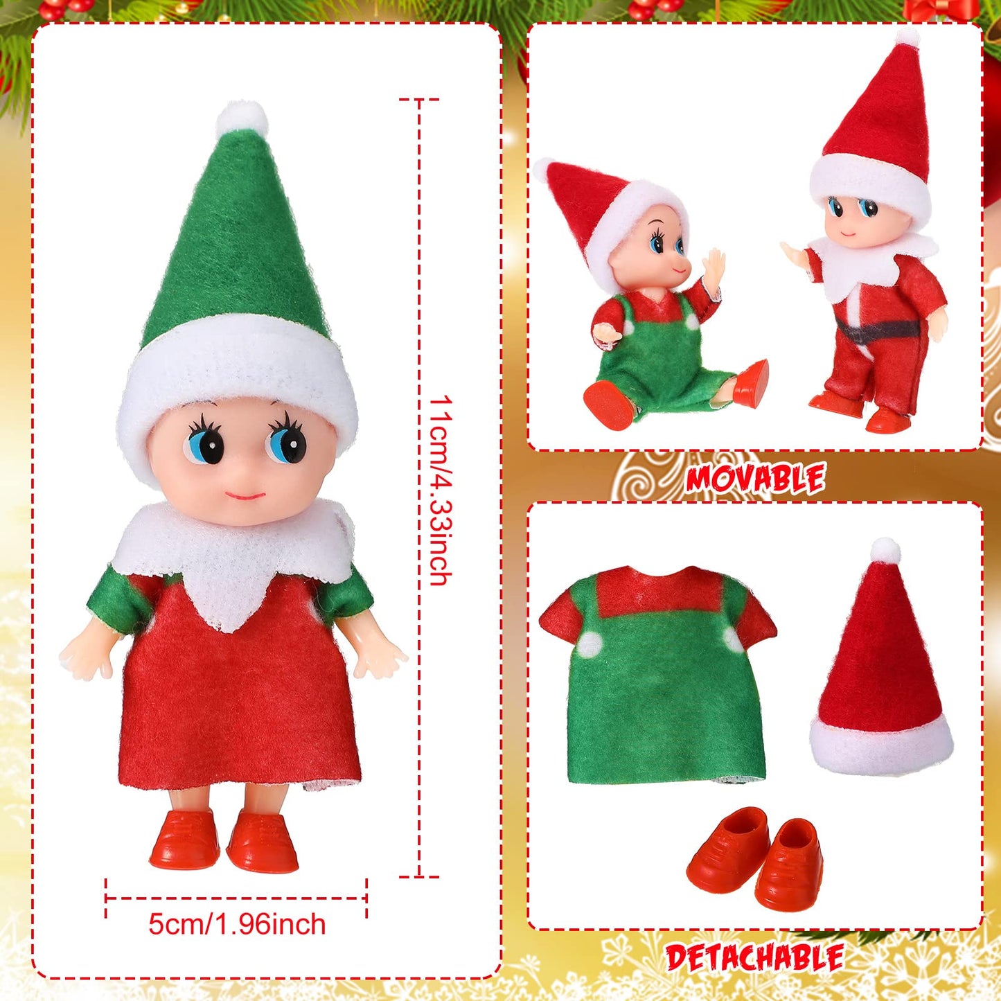 Sumind 11 Pieces Christmas Tiny Doll Plush Toys Baby Plush Dolls Novelty Toys Accessories for Little Girls Boys Holiday Christmas Easter New Year Decorations(Cute Style)