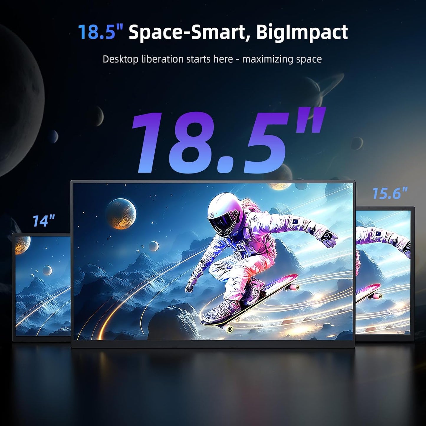 Portable Monitor 18.5” | 120HZ 1ms Gaming Monitor | 125% sRGB | FreeSync, HDR | 350Nits | USB-C & HDMI | VESA & Kickstand | Large Travel External Second Screen for Laptop, Switch, Game Consoles