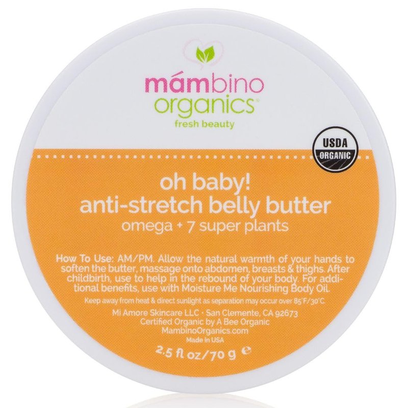 Mambino Organics Oh Baby! Belly Butter, Belly Balm for Pregnant Women, Body Cream with Shea Butter for Pregnancy, Minimizes Stretch Marks, Vegan, Cruelty-Free, Maternity Skin Care, 4 fl oz