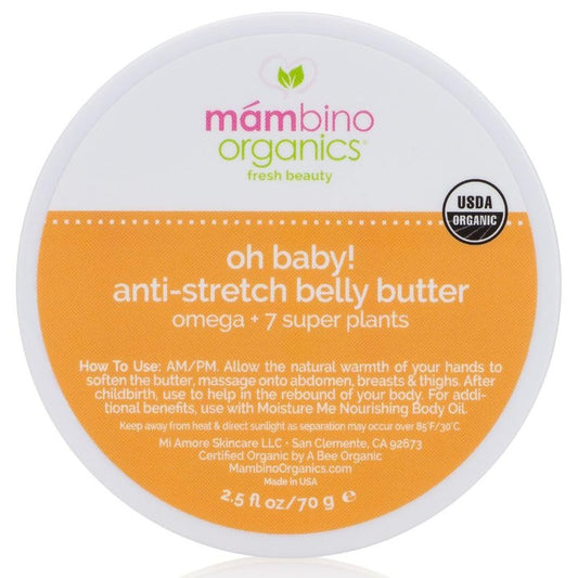 Mambino Organics Oh Baby! Belly Butter, Belly Balm for Pregnant Women, Body Cream with Shea Butter for Pregnancy, Minimizes Stretch Marks, Vegan, Cruelty-Free, Maternity Skin Care, 4 fl oz