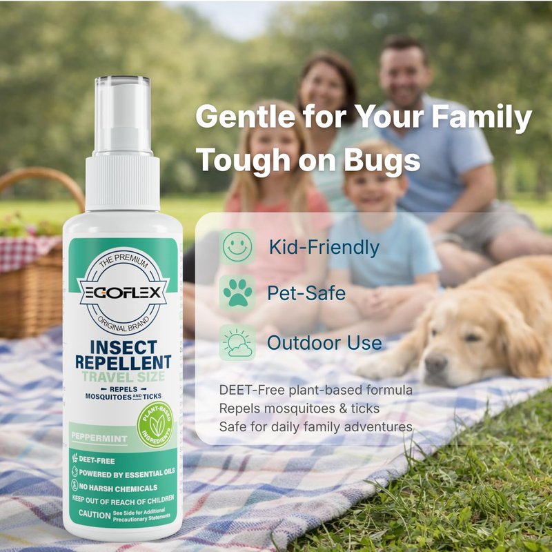 3-Pack Mosquito Repellent Spray - DEET-Free Bug Spray Travel Size TSA Approved - Mosquito, Tick & Insect Killer Deterrent with Natural Essential Oils - Peppermint Scent - Safe for Family - 3 Fl Oz