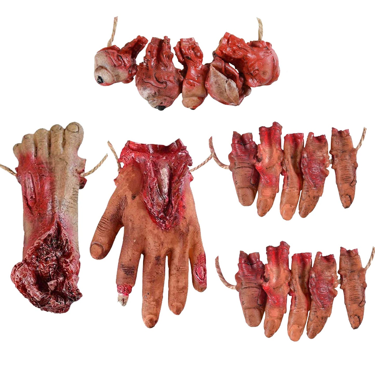 UCSAJI 5PCS Halloween Severed Broken Body Parts Halloween Blood Props Realistic Severed Horror Hand Foot for Party Decorations Props Haunted House