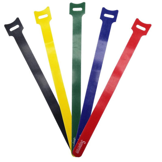 Superun 50 Pcs Multi-Color 10 Inch Fastening Cable Ties Reusable Cord Organizer, Adjustable Hook and Loop Wire Wrap Cable Management