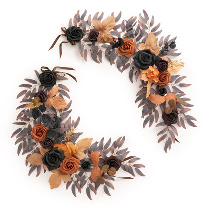 Ling's moment 2Pack 2ft Artificial Flowers Garland Halloween Black & Orange Lantern Flower Centerpieces Wedding Aisle Decor Chair Flowers Arch Floral for Signs DIY Table Wall Window Cake Decoration