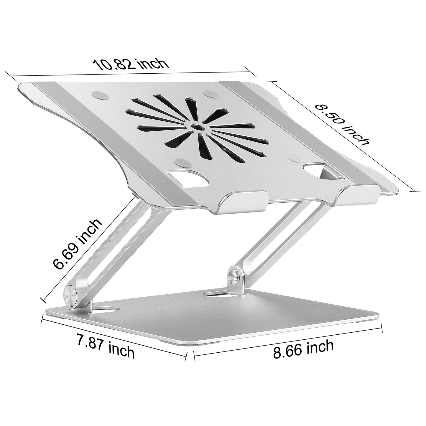 Adjustable Laptop Stand with Cooling Fan, Aluminium Alloy Multi-Angle Computer Holder for Desk, Portable Notebook Metal Mount Compatible with MacBook, Air, Pro, Dell, Alienware All Laptops 11"-17.3"