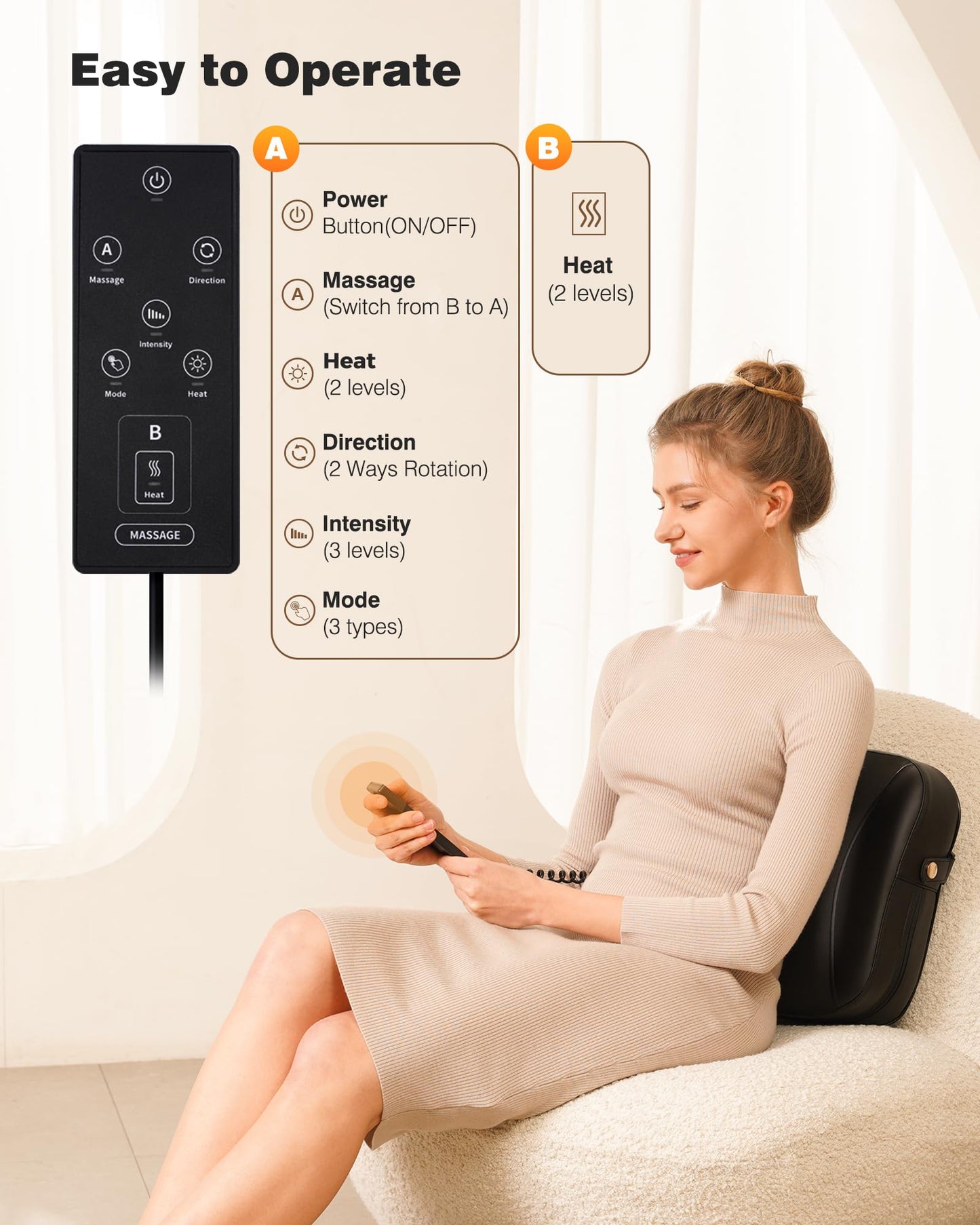 Shiatsu Neck Massager with Heat, 3D Kneading Back Massage Pillow for Pain Relief, Massagers for Neck and Back, Shoulder, Leg, Gifts for Men Women Mom Dad, Stress Relax at Home Office and Car