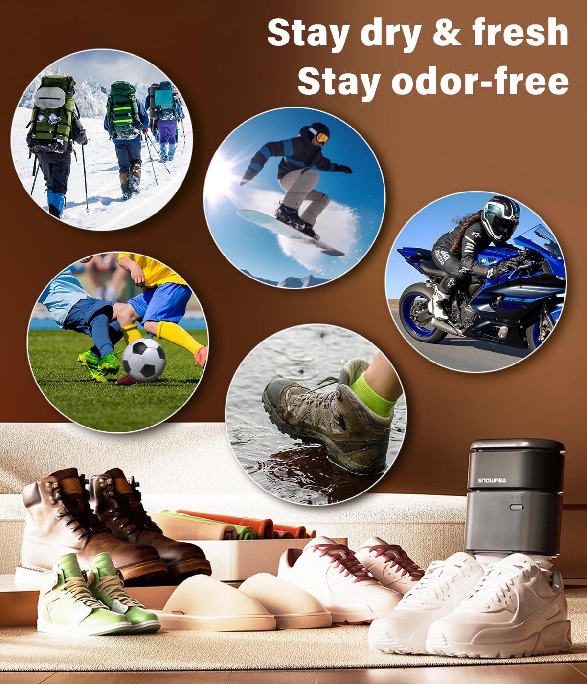 Snowpea Electric Shoe Dryer with Heat Blower Ski Boots Dryer with Fan Heater Snow Boots Dryer Sneaker Dryer for Work Boots with 3/6/9 Hours Timer