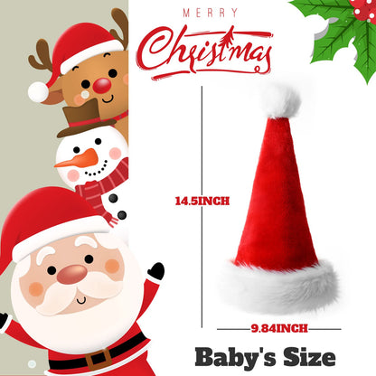 RJVW Baby Santa Hat, Christmas Hat for Infant,Xmas Holiday Hat,Unisex Velvet Classic Santa Hat for Christmas New Year